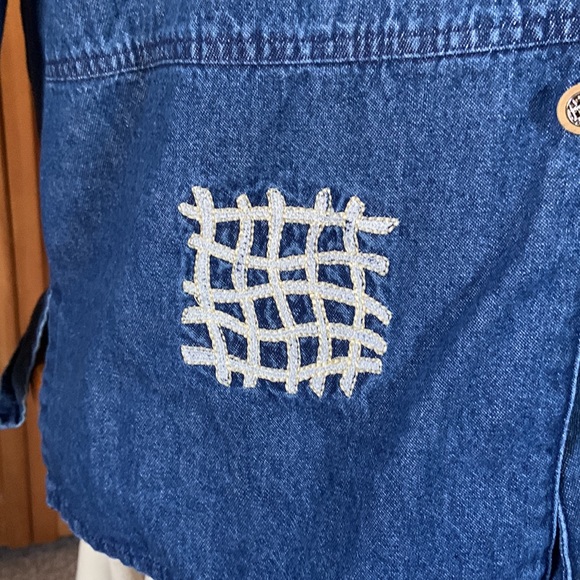 ST GERMAIN PARIS MADE IN USA DENIM SHIRT JACKET COSTAL GRANDMA CHIC VINTAGE Med - Picture 4 of 11